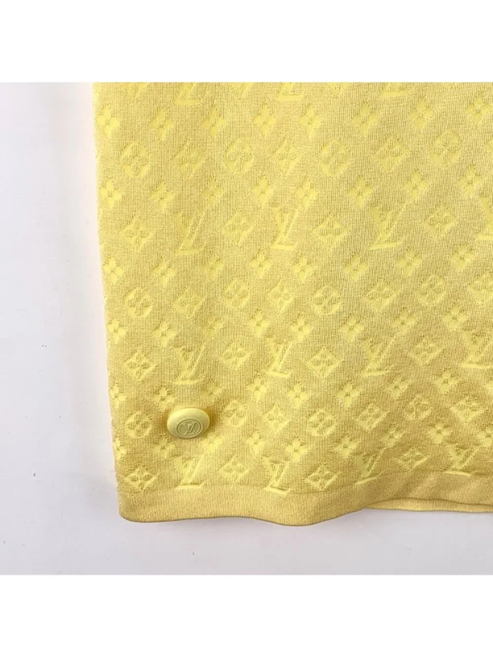 Louis Vuitton 2024 Yellow Logo Jacquard Silk Knit Midi Skirt